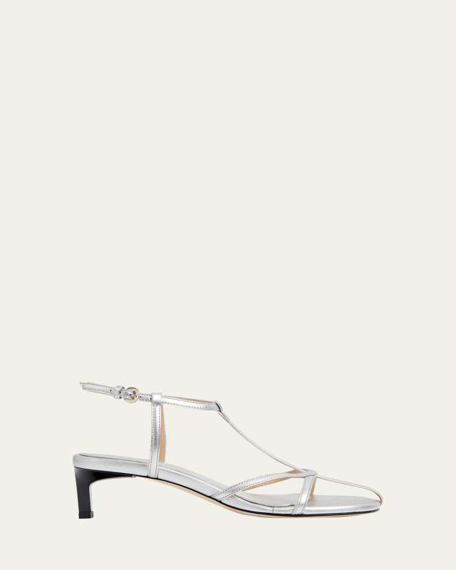 Tee Metallic Leather Sandals